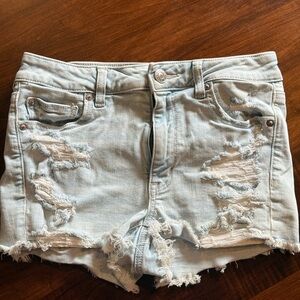 American Eagle Outfitters Light Blue Ripped Jean Shorts